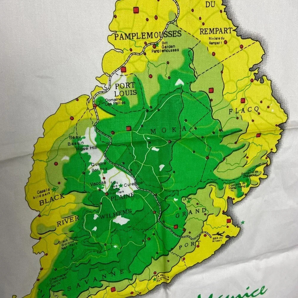 NWOT RARE Mauritius Map Tea Towel